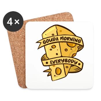 Gouda Morning Everbody Maker Fromager Queso - Dessous de verre (lot de 4) - blanc - Devant