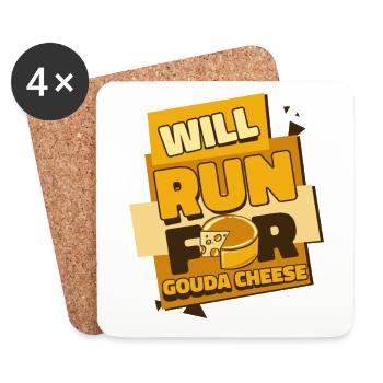 Courir pour le fromage Gouda Queso Cheesemonger - Dessous de verre (lot de 4) - blanc - Devant