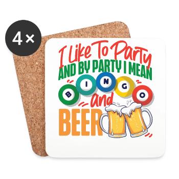 Bingo Player Beer I Like To Party - Coasters (set of 4) - white - Front