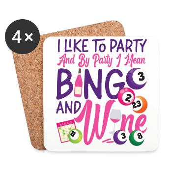 Bingo Player Wine I Like To Party - Coasters (set of 4) - white - Front