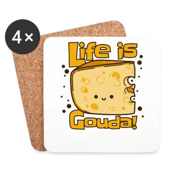 La vie est gouda maker queso fromager amateur - Dessous de verre (lot de 4) - blanc - Devant