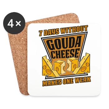 7 jours sans gouda font un queso faible - Dessous de verre (lot de 4) - blanc - Devant