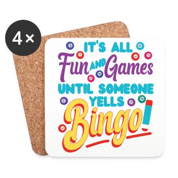 Joueur de bingo, c’est amusant et - Dessous de verre (lot de 4) - blanc - Devant