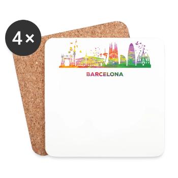 Barcelonische Skyline Barcelona - Dessous de verre (lot de 4) - blanc - Devant