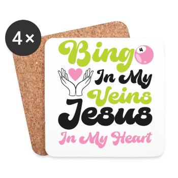 Bingo Player Jesus Faith Christian - Untersetzer (4er-Set) - Weiß - Vorne