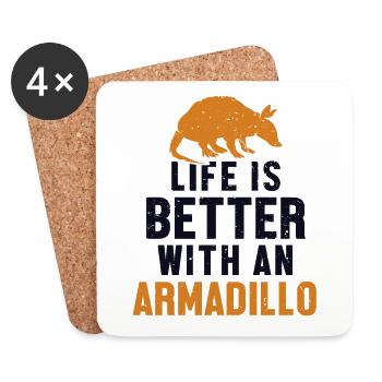 Life is Better with an Armadillo Pink Fairy Lover - Coasters (set of 4) - white - Front