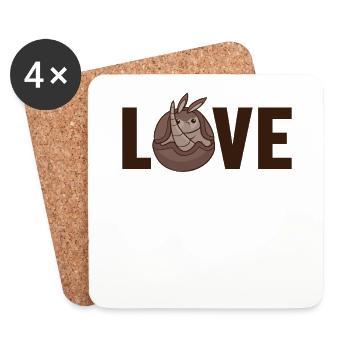 Armadillo Love Pink Fairy Chlamyphoridae - Coasters (set of 4) - white - Front