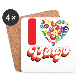 Joueur de bingo Heart I Love Bingo - Dessous de verre (lot de 4) - blanc - Devant