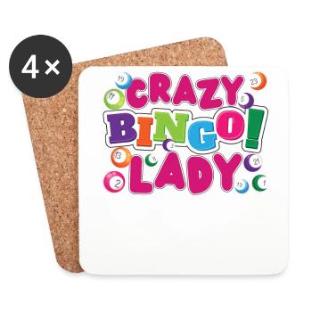 Joueur de bingo Crazy Bingo Lady - Dessous de verre (lot de 4) - blanc - Devant