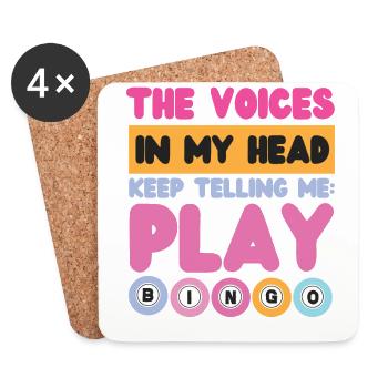 Joueur de bingo Les voix dans ma tête - Dessous de verre (lot de 4) - blanc - Devant