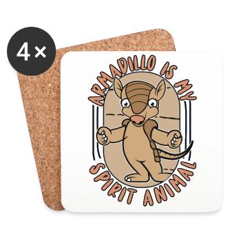 Armadillo Is My Spirit Animal Pink Fairy - Coasters (set of 4) - white - Front