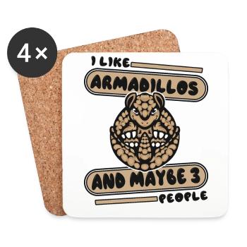 I Like Armadillos And Maybe 3 People Pink Fairy - Coasters (set of 4) - white - Front