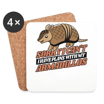 I Can't I Have Plans With Armadillos Pink Fairy - Coasters (set of 4) - white - Front