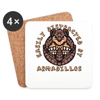 Easily Distracted By Armadillos Pink Fairy Lover - Coasters (set of 4) - white - Front