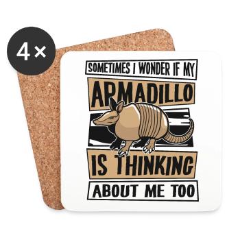 Wonder If My Armadillo Is Thinking About Me Too - Coasters (set of 4) - white - Front