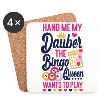 Bingo Player Queen Hand Me My - Coasters (set of 4) - white - Front