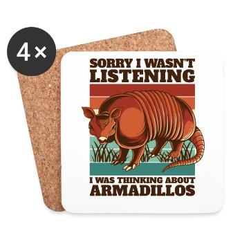 Was Thinking About Armadillos Pink Fairy - Coasters (set of 4) - white - Front
