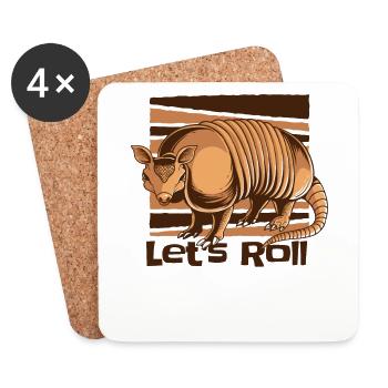 Let's Roll Pink Fairy Chlamyphoridae Cingulata - Coasters (set of 4) - white - Front
