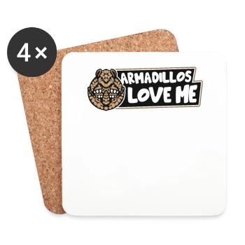 Armadillos Love Me Pink Fairy Chlamyphoridae - Coasters (set of 4) - white - Front