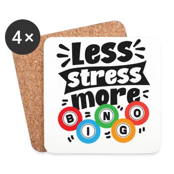 Bingo Player Less Stress More - Untersetzer (4er-Set) - Weiß - Vorne