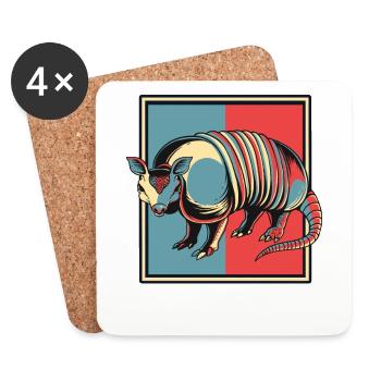 Armadillo Portrait Pink Fairy Chlamyphoridae - Coasters (set of 4) - white - Front