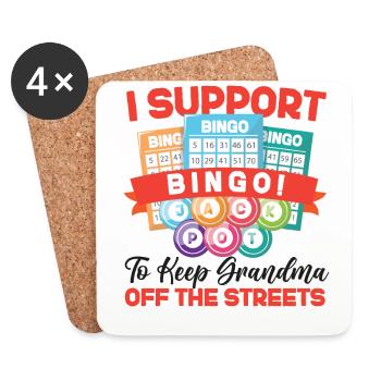 Joueur de bingo Je soutiens Bingo To - Dessous de verre (lot de 4) - blanc - Devant