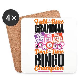 Joueur de bingo Grand-mère à temps plein - Dessous de verre (lot de 4) - blanc - Devant