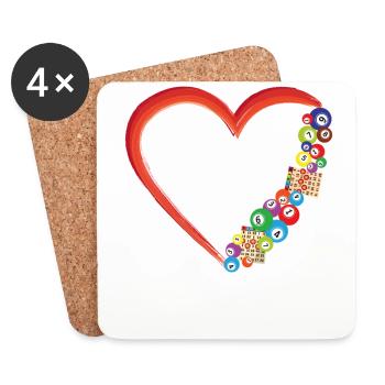 Coeur de joueur de bingo - Dessous de verre (lot de 4) - blanc - Devant