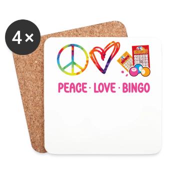 Joueur de bingo Tie Dye Peace Love - Dessous de verre (lot de 4) - blanc - Devant