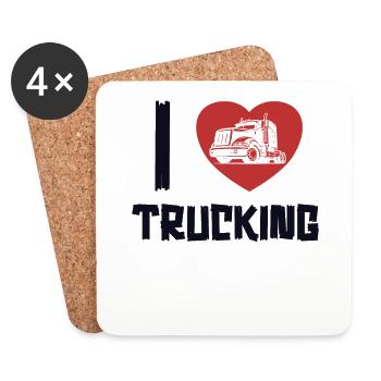 Ich liebe Trucking Trucker Truckie Legends Lover - Untersetzer (4er-Set) - Weiß - Vorne