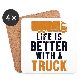 Life is Better with a Truck Trucker Legends Truck - Coasters (set of 4) - white - Front