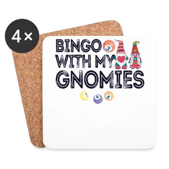 Bingo With My Gnomies Fun Bingo - Coasters (set of 4) - white - Front