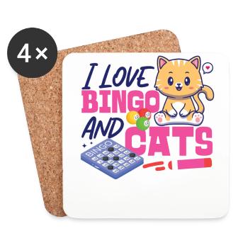 Bingo Player Cat J’aime le bingo et - Dessous de verre (lot de 4) - blanc - Devant