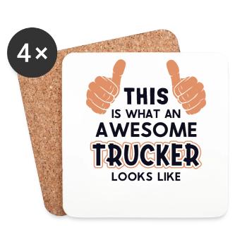 So sieht ein toller Trucker aus - Untersetzer (4er-Set) - Weiß - Vorne