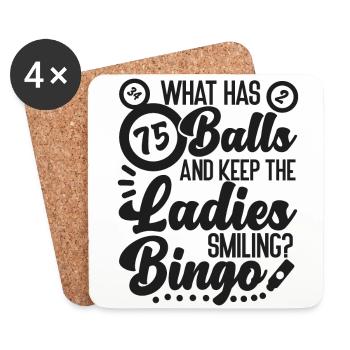 Joueur de bingo Ce qui a 75 boules et - Dessous de verre (lot de 4) - blanc - Devant