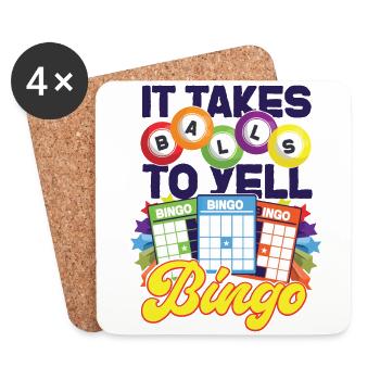 Jeu de mots de joueur de bingo Il faut des boules pour - Dessous de verre (lot de 4) - blanc - Devant