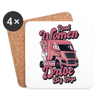 Real Women Drive Big Rigs Trucker Legends Lover - Coasters (set of 4) - white - Front