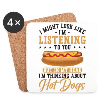 Hot Dog Adult I Might Look Like - Untersetzer (4er-Set) - Weiß - Vorne
