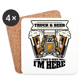 Camions et bière C'est pourquoi je suis ici Camionneur Camion - Dessous de verre (lot de 4) - blanc - Devant