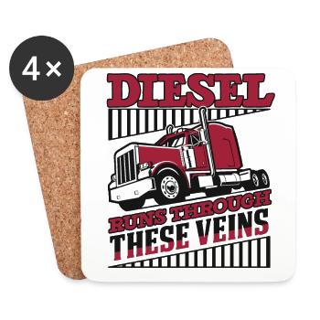 Diesel Runs Through These Veins Trucker Legends - Coasters (set of 4) - white - Front