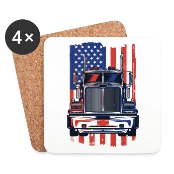 Camion Drapeau Américain Trucker Truckie Legends Truck - Dessous de verre (lot de 4) - blanc - Devant