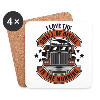 J’adore l’odeur du diesel dans le camionneur du matin - Dessous de verre (lot de 4) - blanc - Devant