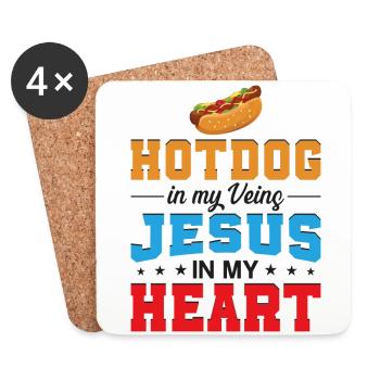 Hot Dog Adult Jesus Faith - Untersetzer (4er-Set) - Weiß - Vorne