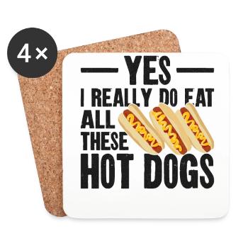 Hot Dog Adulte Oui, je mange vraiment - Dessous de verre (lot de 4) - blanc - Devant