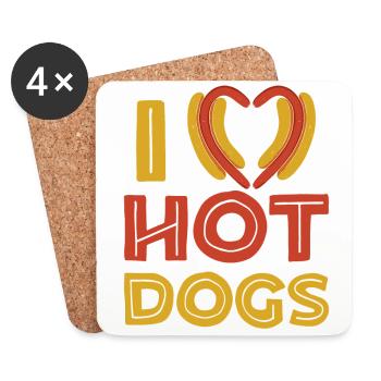 Hot Dog Adult Heart I Love Hot - Dessous de verre (lot de 4) - blanc - Devant