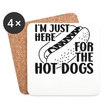 Hot Dog Adulte Je suis juste là pour - Dessous de verre (lot de 4) - blanc - Devant
