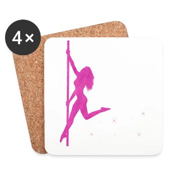 Pole Dance Dancer, Pole Dancing, Pole Dancing - Coasters (set of 4) - white - Front