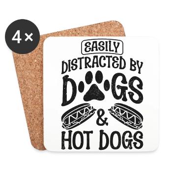 Hot Dog Chien adulte facilement - Dessous de verre (lot de 4) - blanc - Devant
