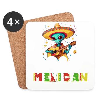 Alien Kein Mexikaner Lustiger Fiesta Spruch - Untersetzer (4er-Set) - Weiß - Vorne