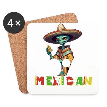 Lustiger Fiesta Spruch Kein Mexikaner Dia De - Dessous de verre (lot de 4) - blanc - Devant